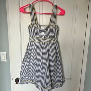 City Triangles White Black Yellow Striped Sleeveless Dress Women's Size 7